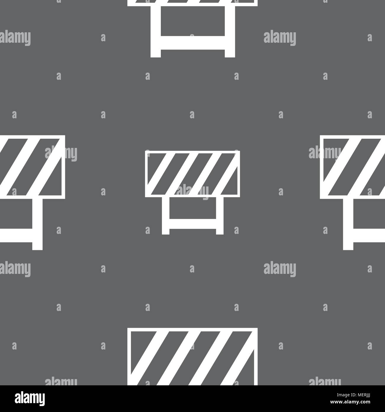 road barrier icon sign. Seamless pattern on a gray background. Vector ...