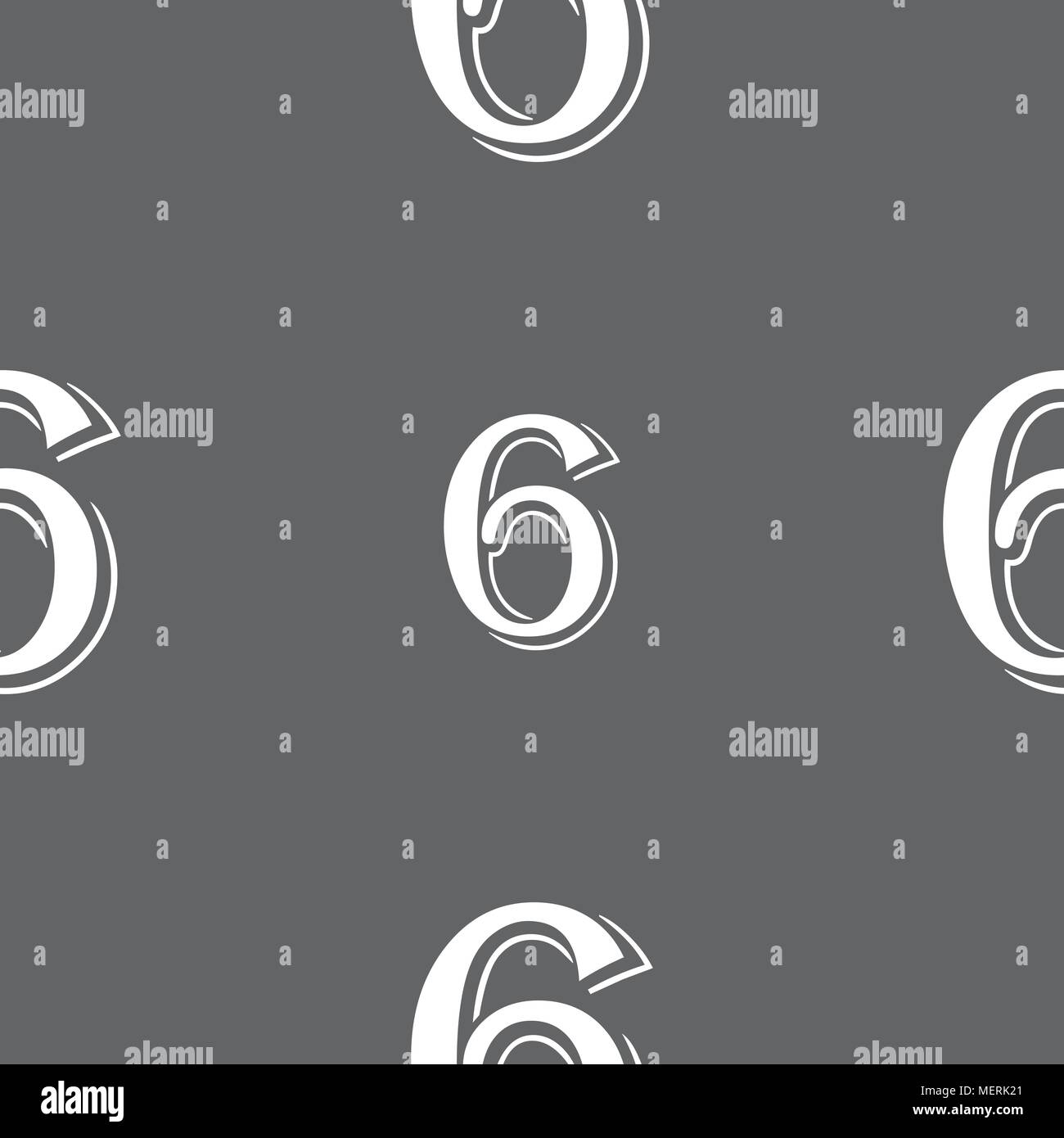 number six icon sign. Seamless pattern on a gray background. Vector ...