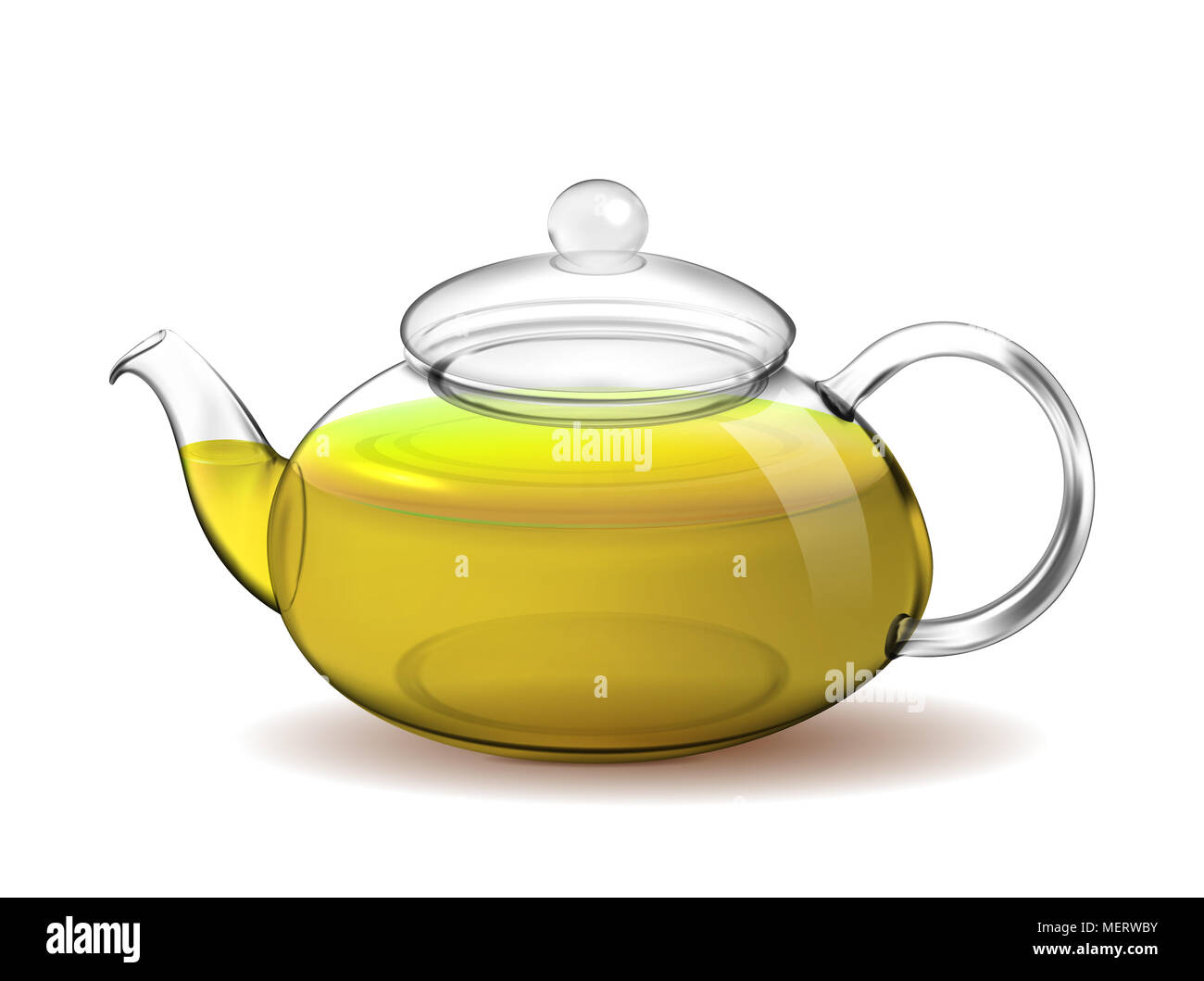 Teapot with green tea isolated in white background Stock Photo - Alamy