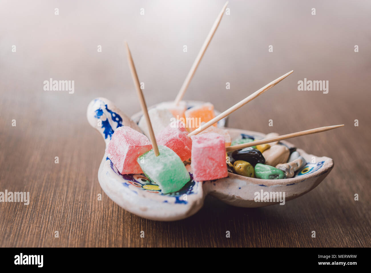 Traditional sweet of Turkey. Delicious Turkish delight. Stock Photo