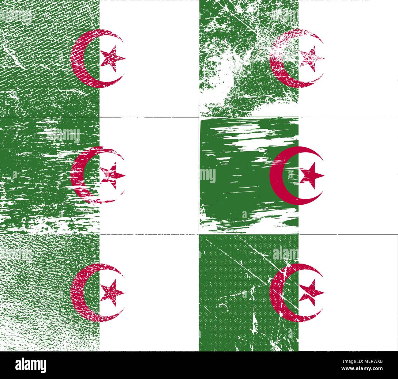 Flag of Algeria with old texture. Vector illustration Stock Vector