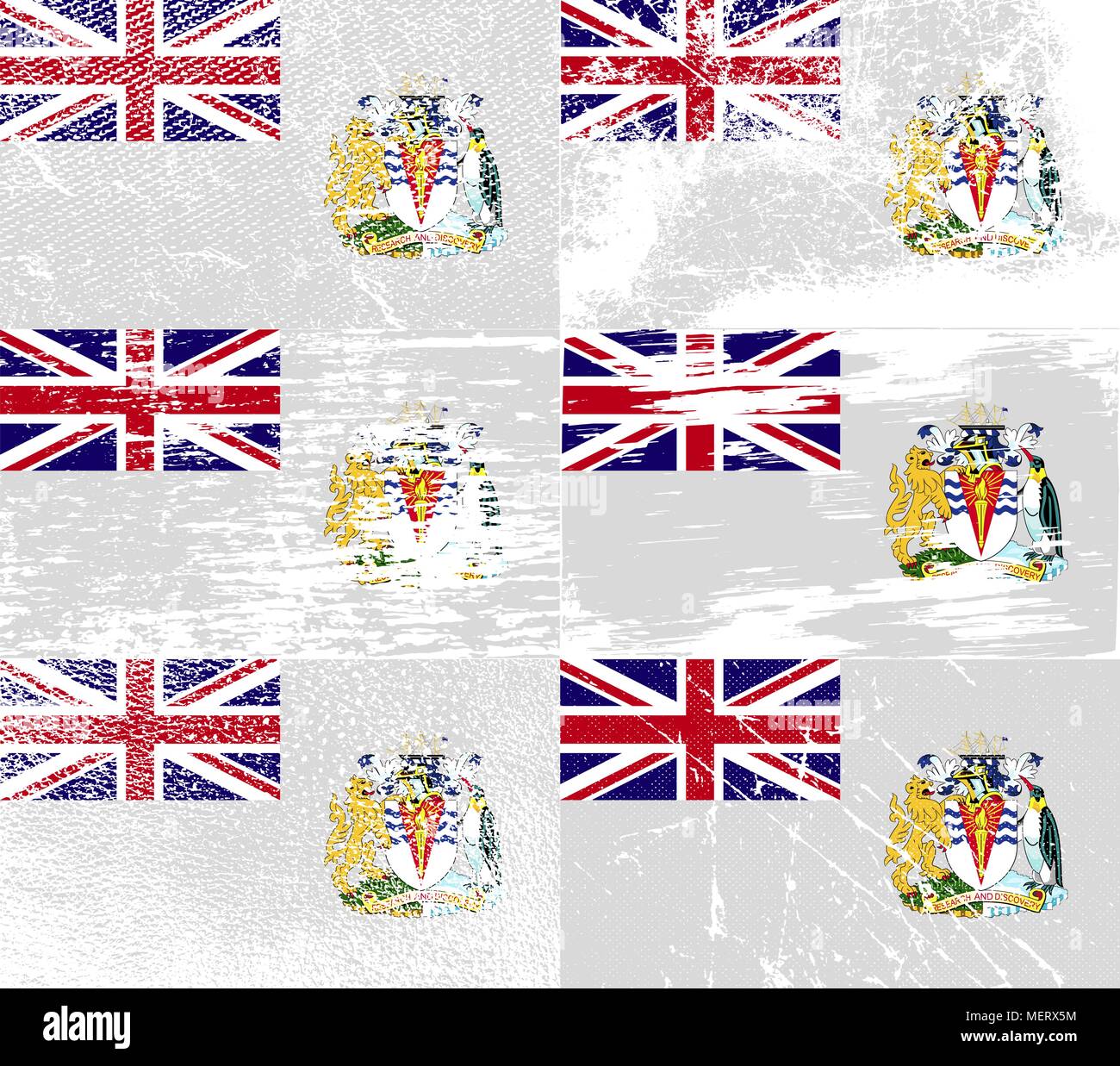 Flag of British Antarctic Territory with old texture. Vector illustration Stock Vector
