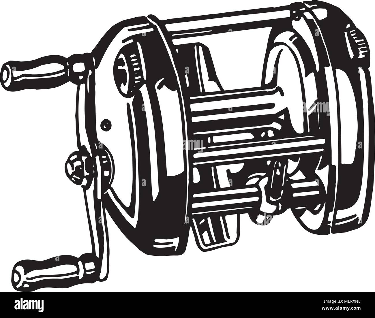 Fishing Reel 7 - Retro Clipart Illustration Stock Vector Image & Art - Alamy