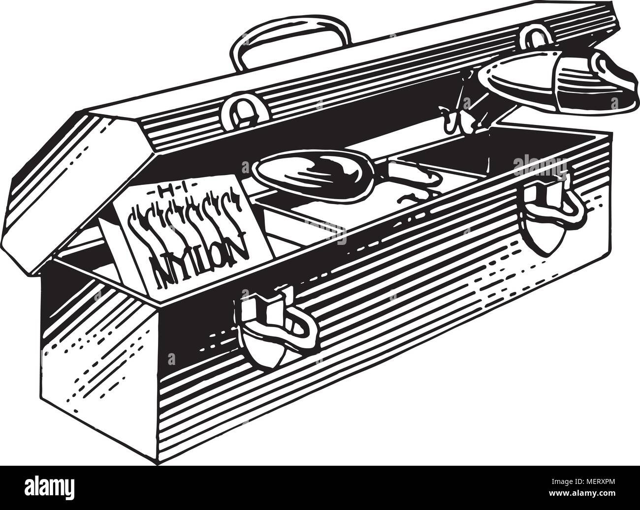 Fishing Tackle Box - Retro Clipart Illustration Stock Vector Image