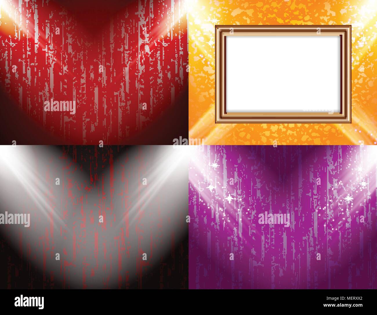 Set of Background with frames and spotlights. Vector illustration Stock