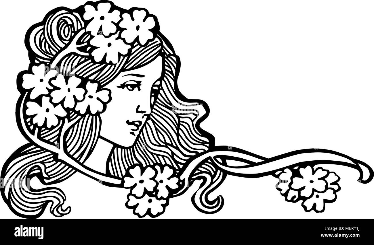 Flower Girl - Retro Ad Art Illustration Stock Vector