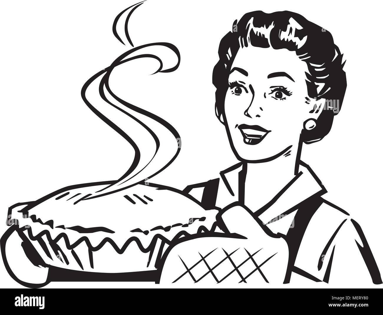 Fresh Baked Pie - Retro Clipart Illustration Stock Vector Image & Art ...