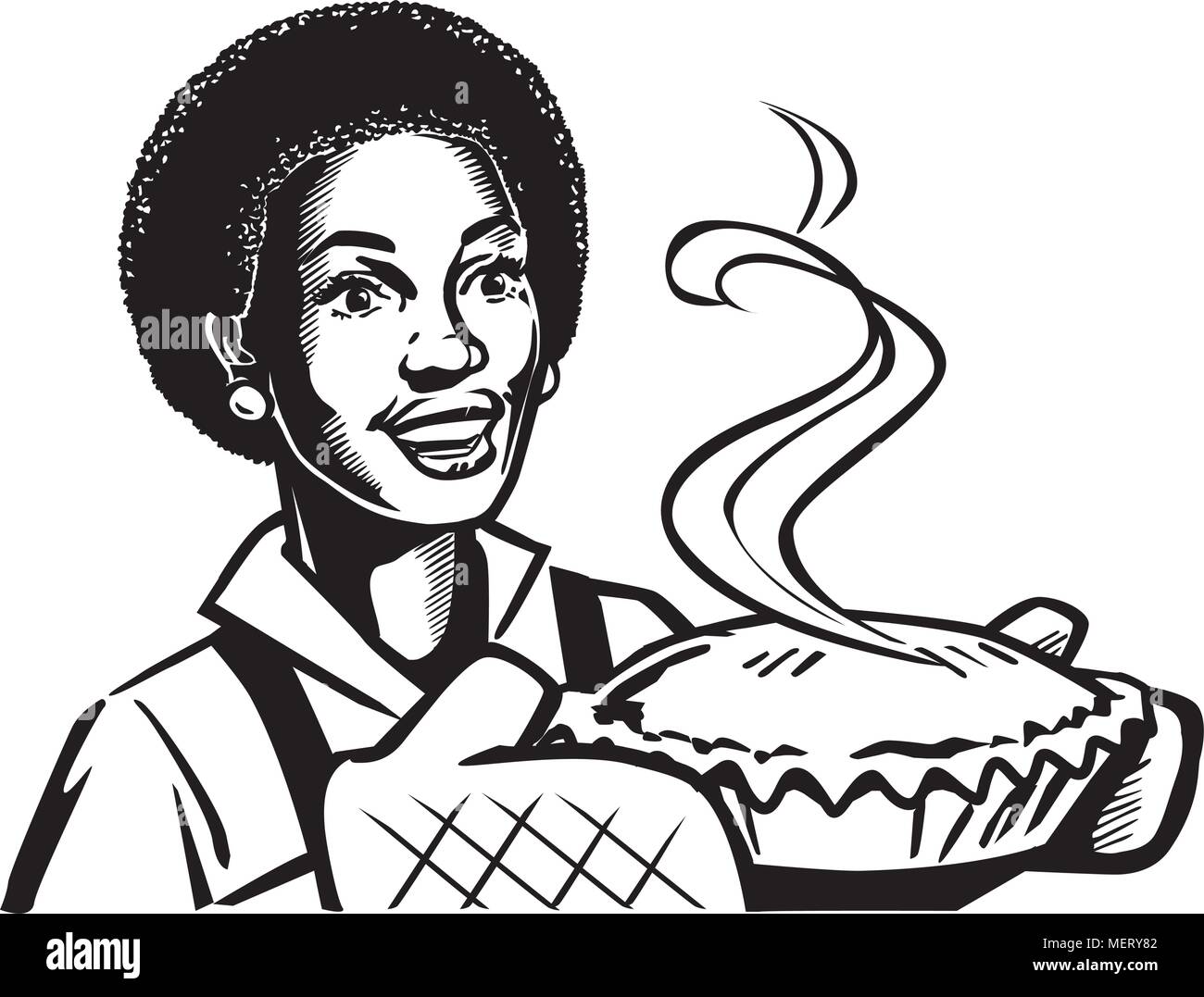 Fresh Baked Pie 2 - Retro Clipart Illustration Stock Vector