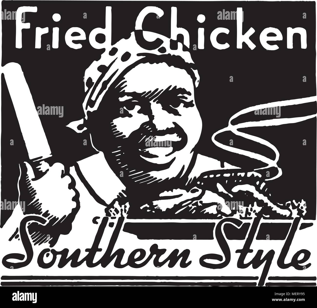 Fried Chicken - Retro Ad Art Banner Stock Vector Image & Art - Alamy