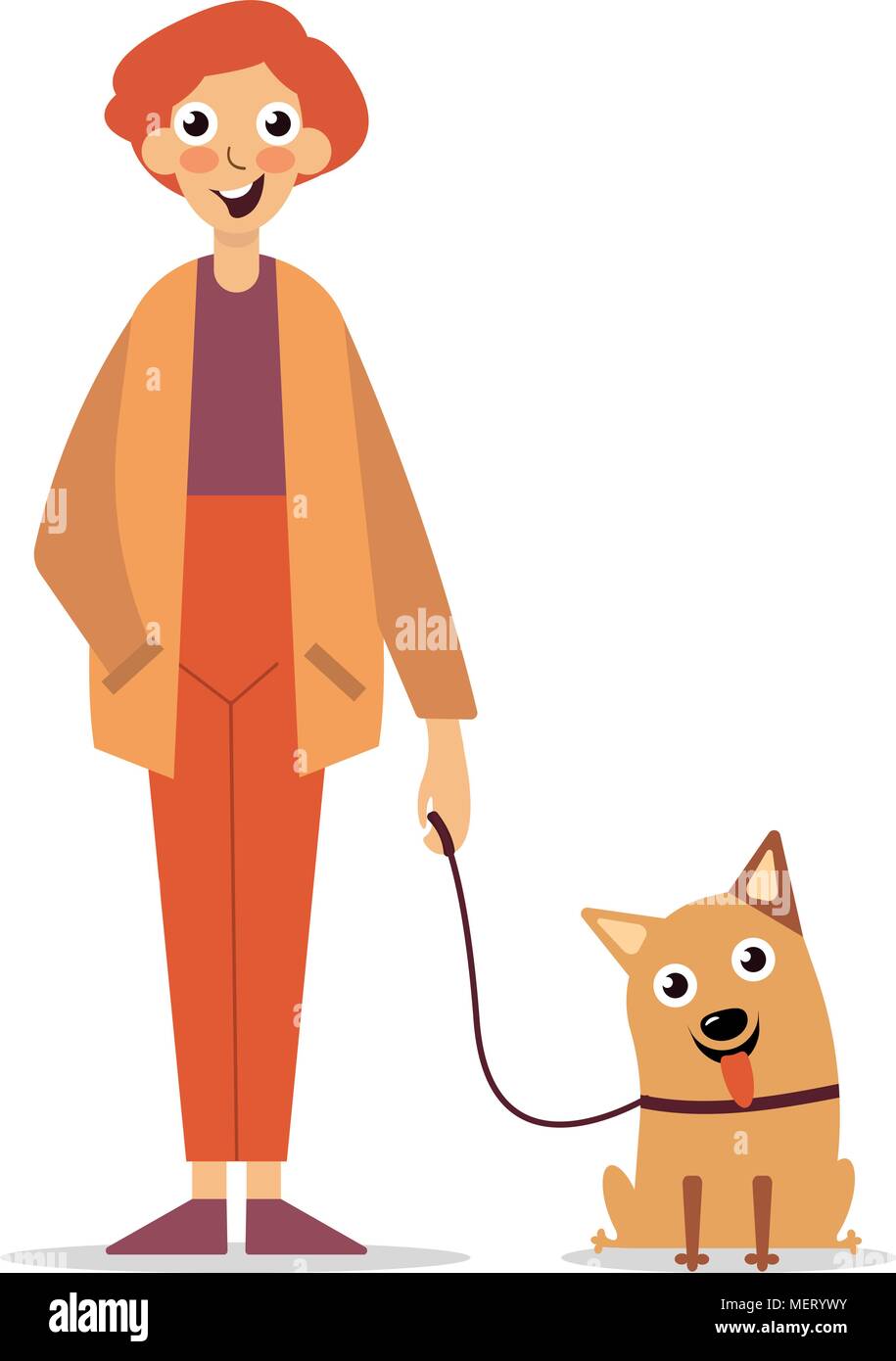 Man is walking with a dog. Vector Stock Vector Image & Art - Alamy