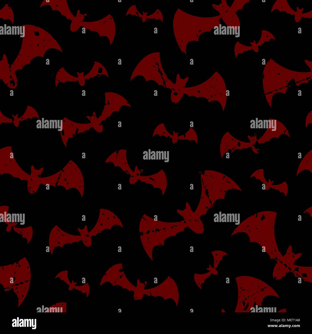 Grunge halloween seamless pattern with bats Stock Vector