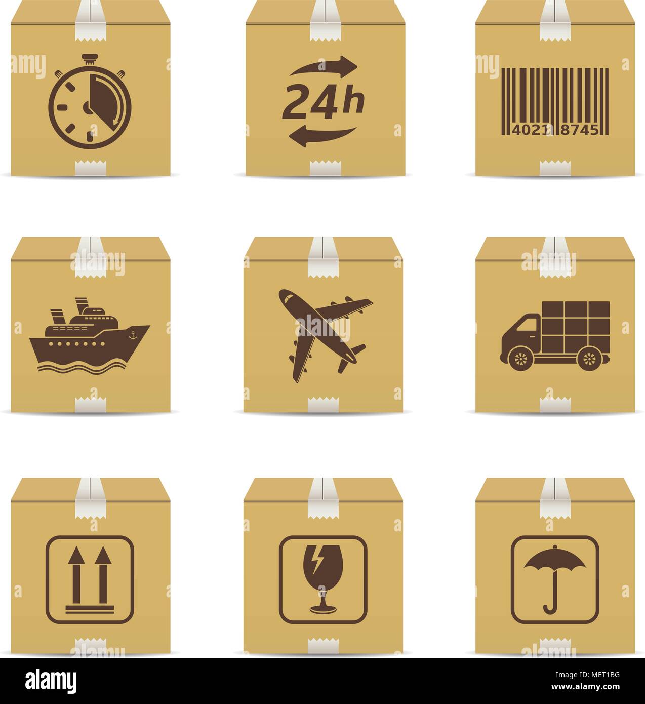 Cardboard box with logistic signs Stock Vector Image & Art Alamy