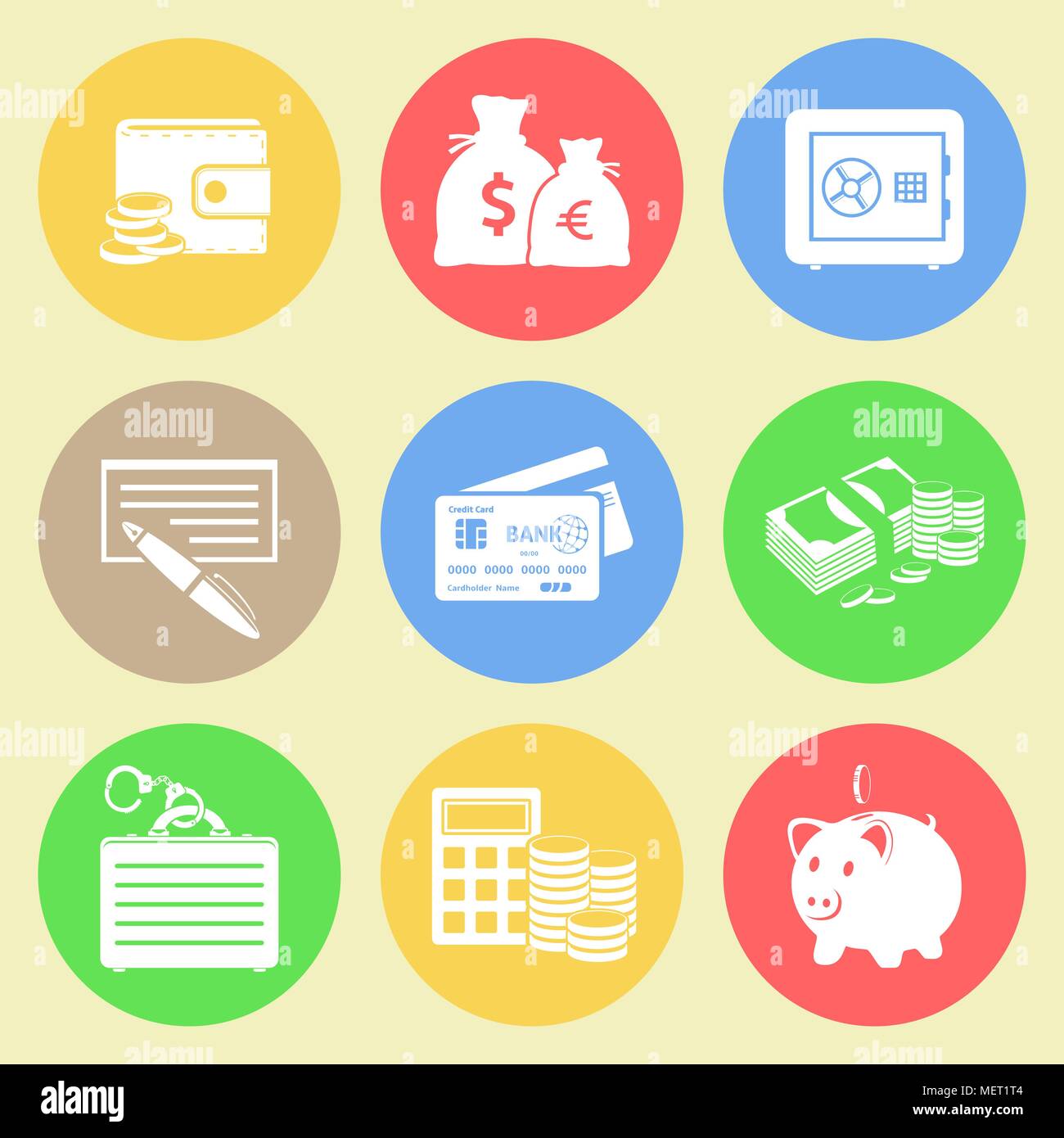 Finance flat icons set Stock Vector
