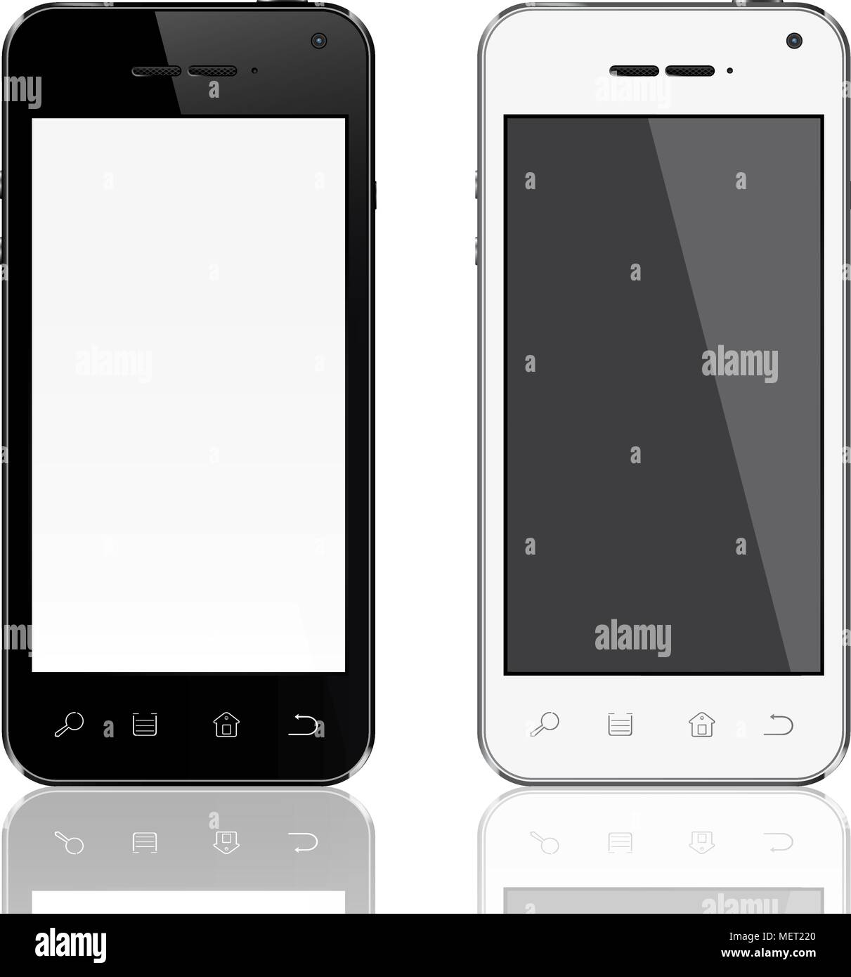 Smartphones vector mockup black and white Stock Vector