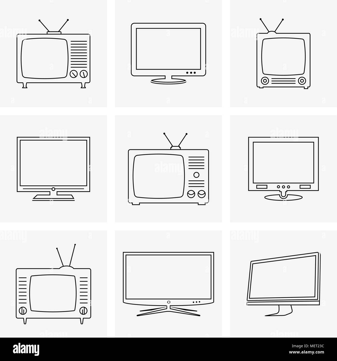 TV thin line icons set Stock Vector