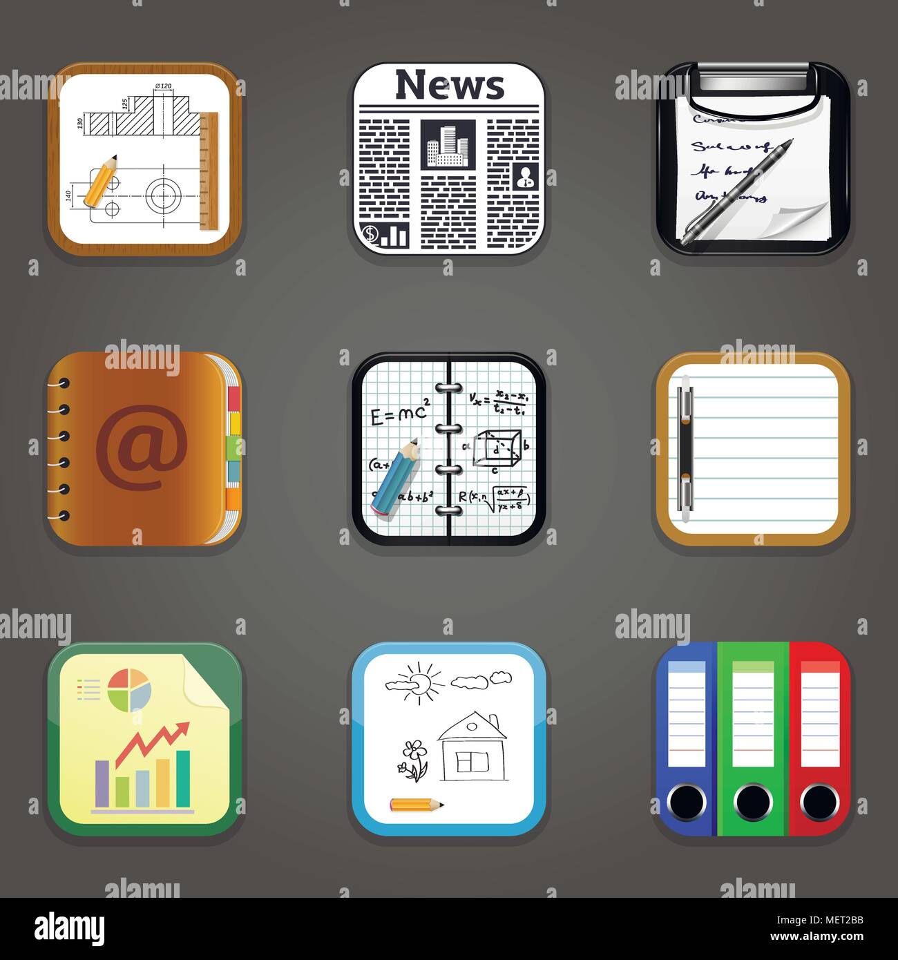 Paper and documents app icons Stock Vector Image & Art Alamy