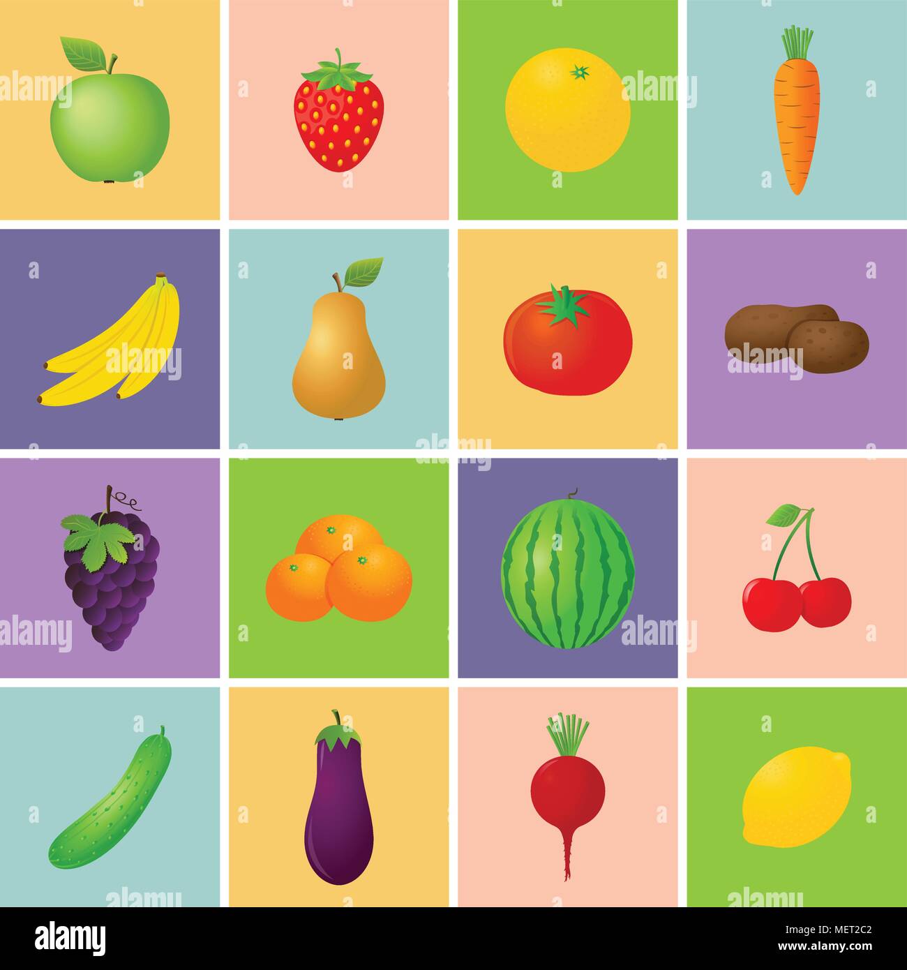 Fruits vegetables flat design Stock Vector Images - Alamy