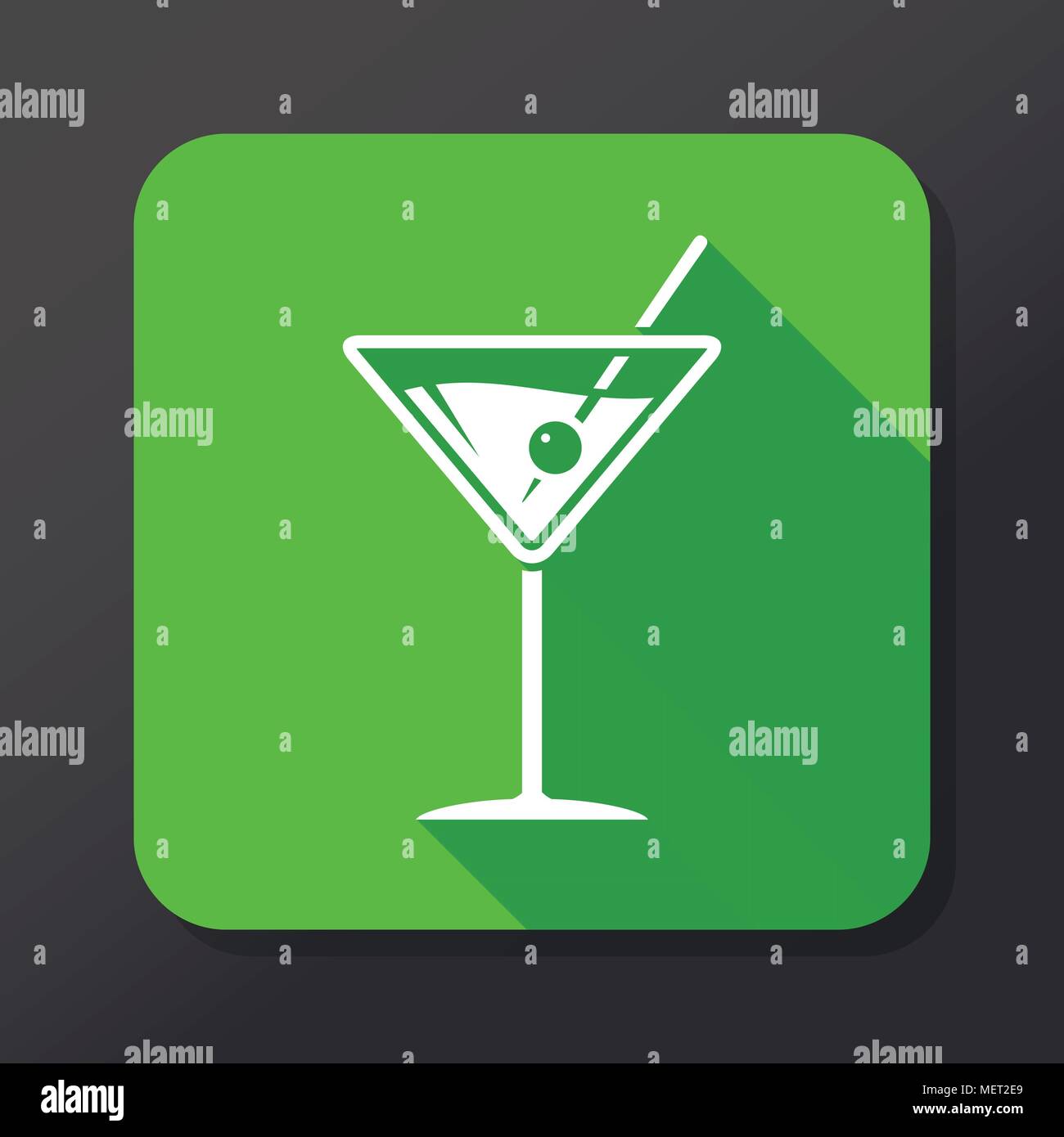 Martini flat icon with long shadow Stock Vector