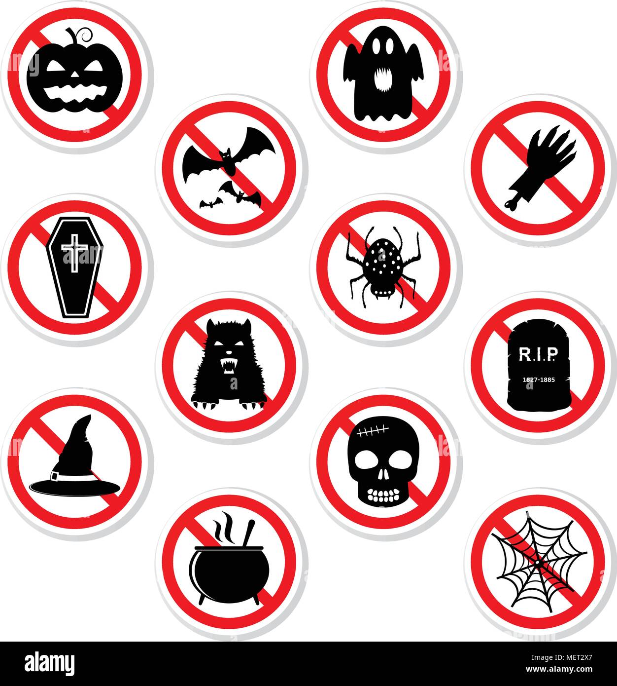 Halloween prohibiting stickers Stock Vector