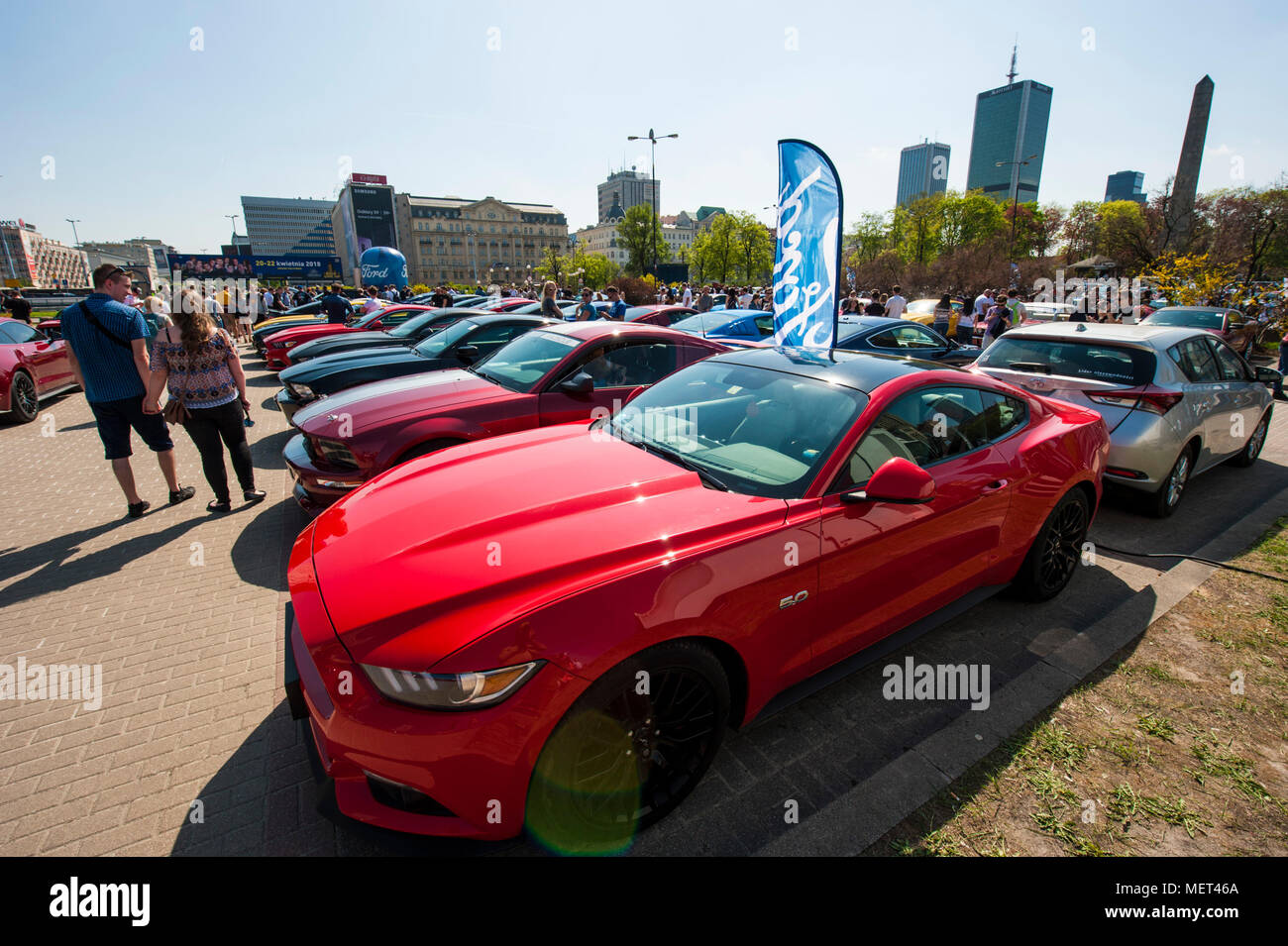 A national meet of motorcar lovers in the very center of Warsaw, Poland.  The Parade Square, Plac Defilad, Warszawa Stock Photo - Alamy