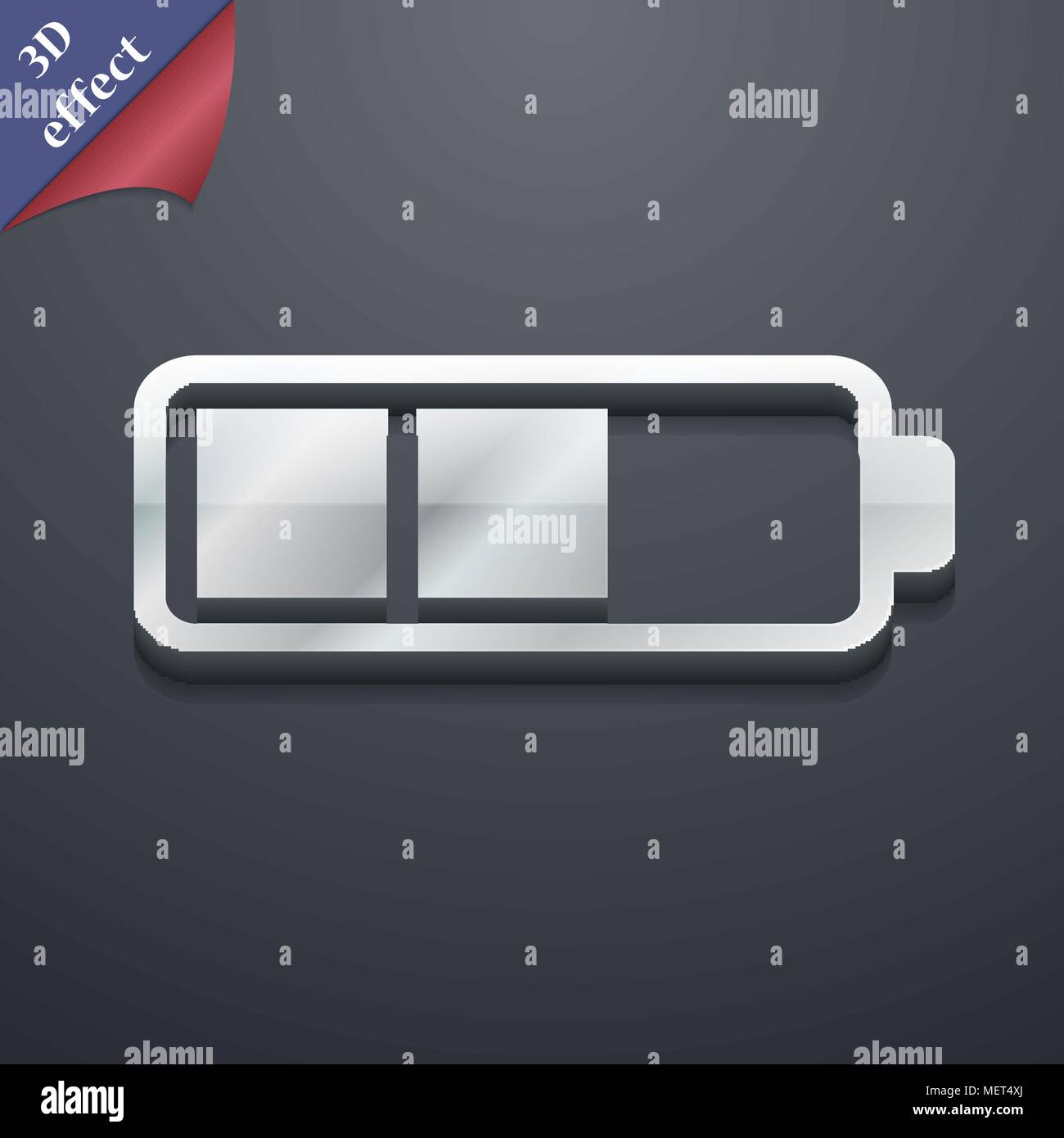 Battery half icon symbol. 3D style. Trendy, modern design with space for your text Vector illustration Stock Vector