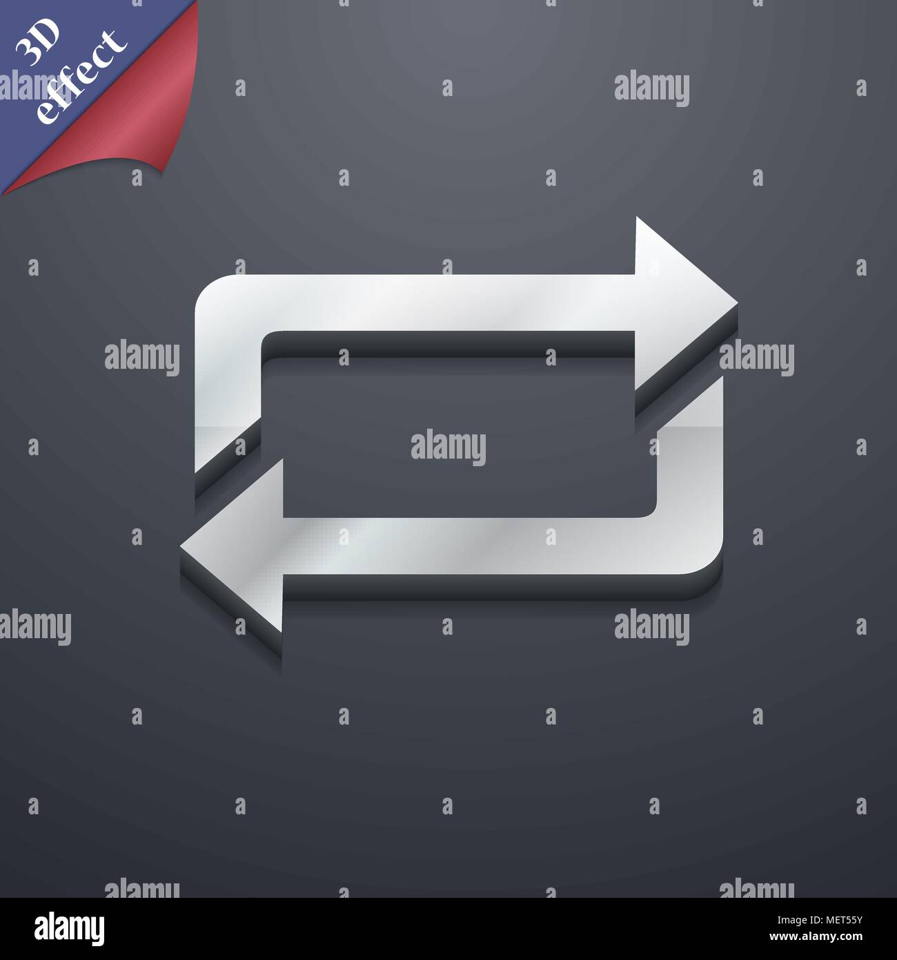 repeat icon symbol. 3D style. Trendy, modern design with space for your ...