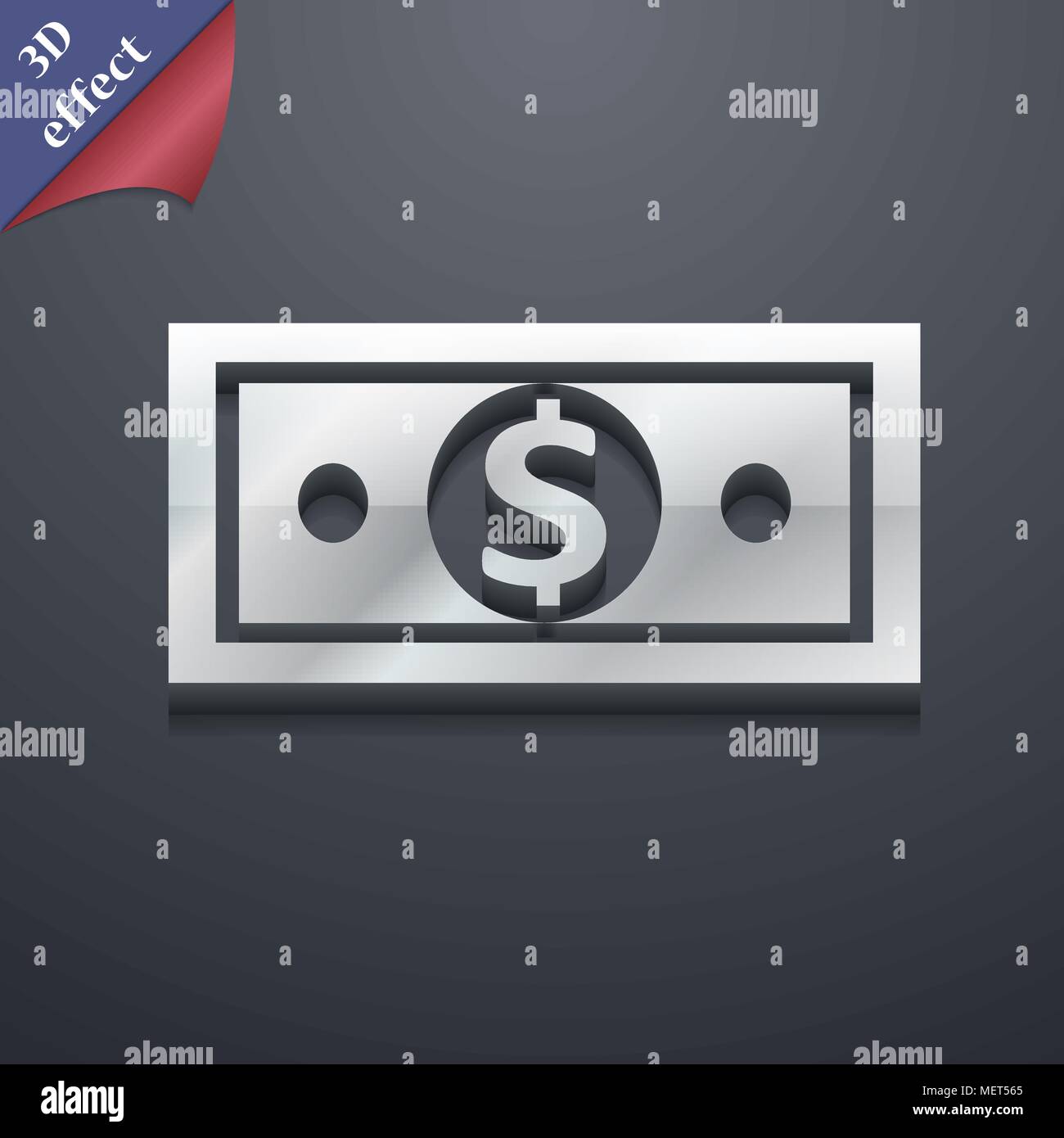 money, dollar icon symbol. 3D style. Trendy, modern design with space ...
