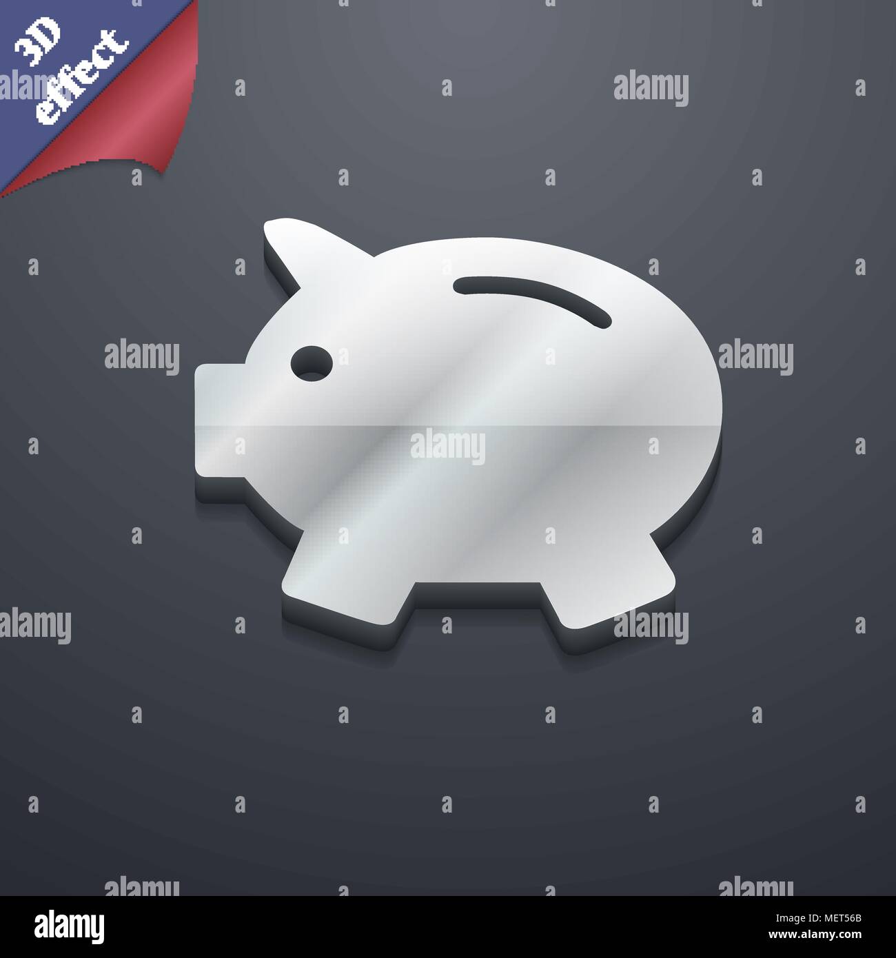Piggy bank - saving money icon symbol. 3D style. Trendy, modern design ...