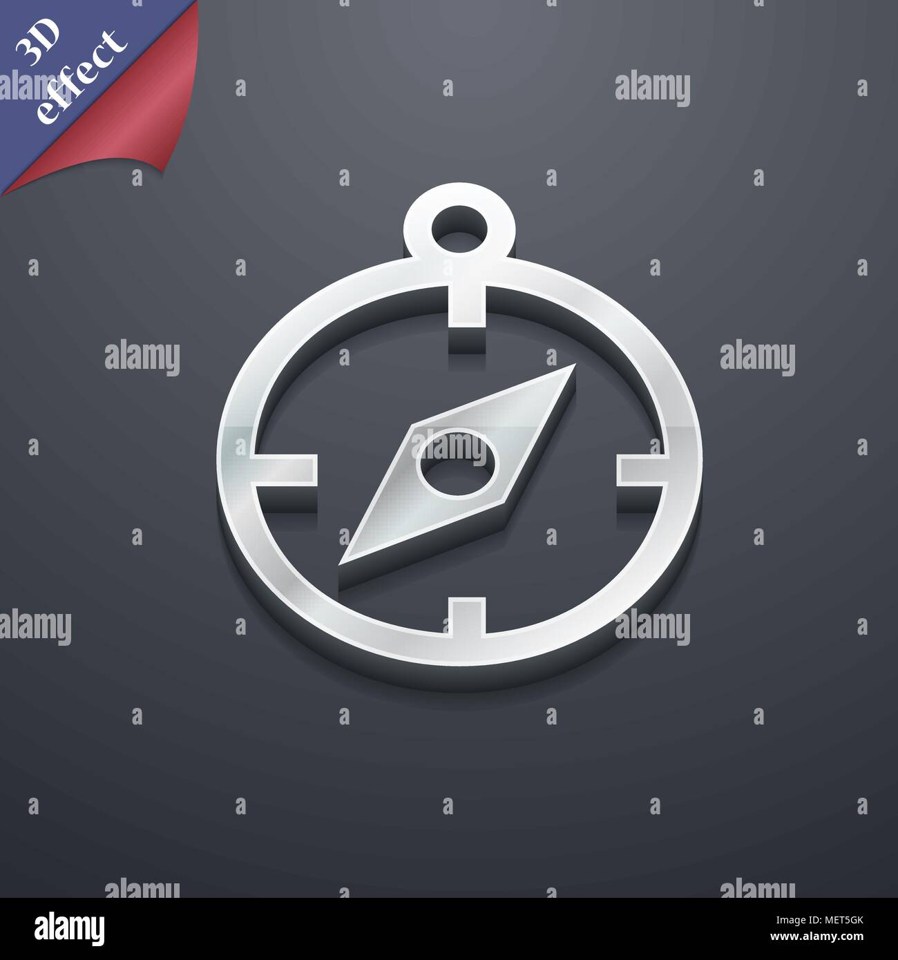 Compass icon symbol. 3D style. Trendy, modern design with space for ...