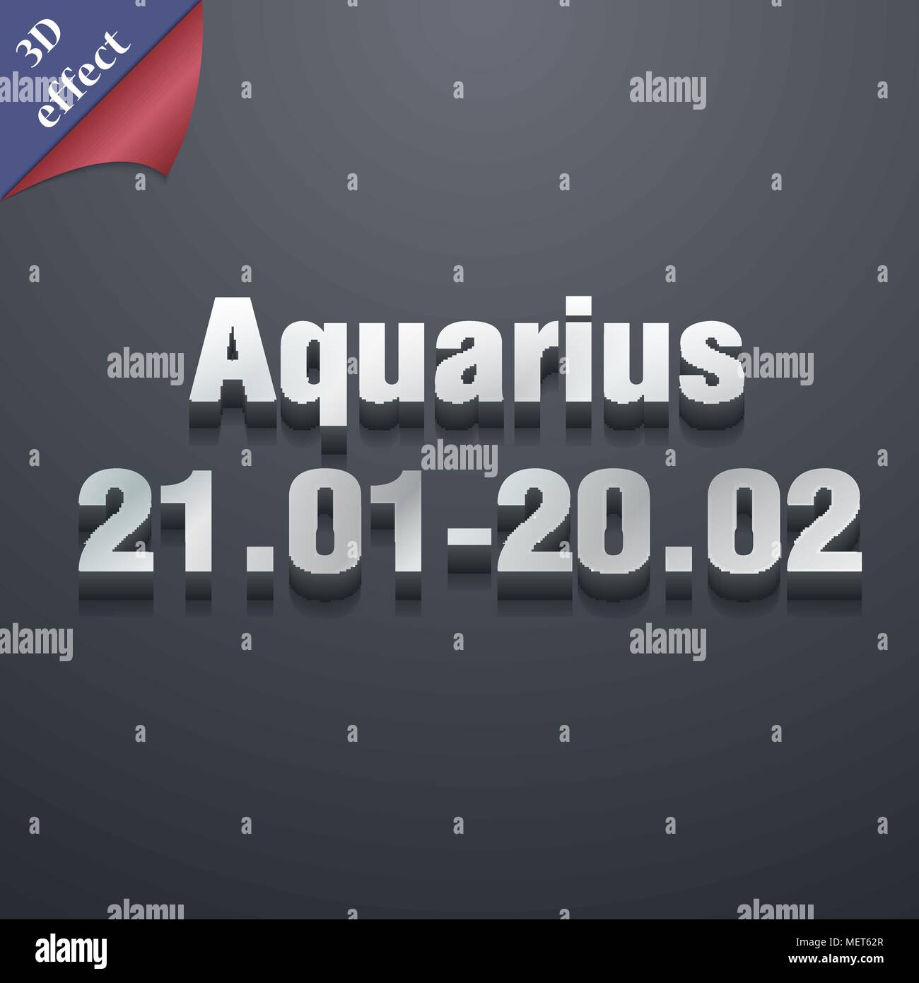 Aquarius icon symbol. 3D style. Trendy, modern design with space for