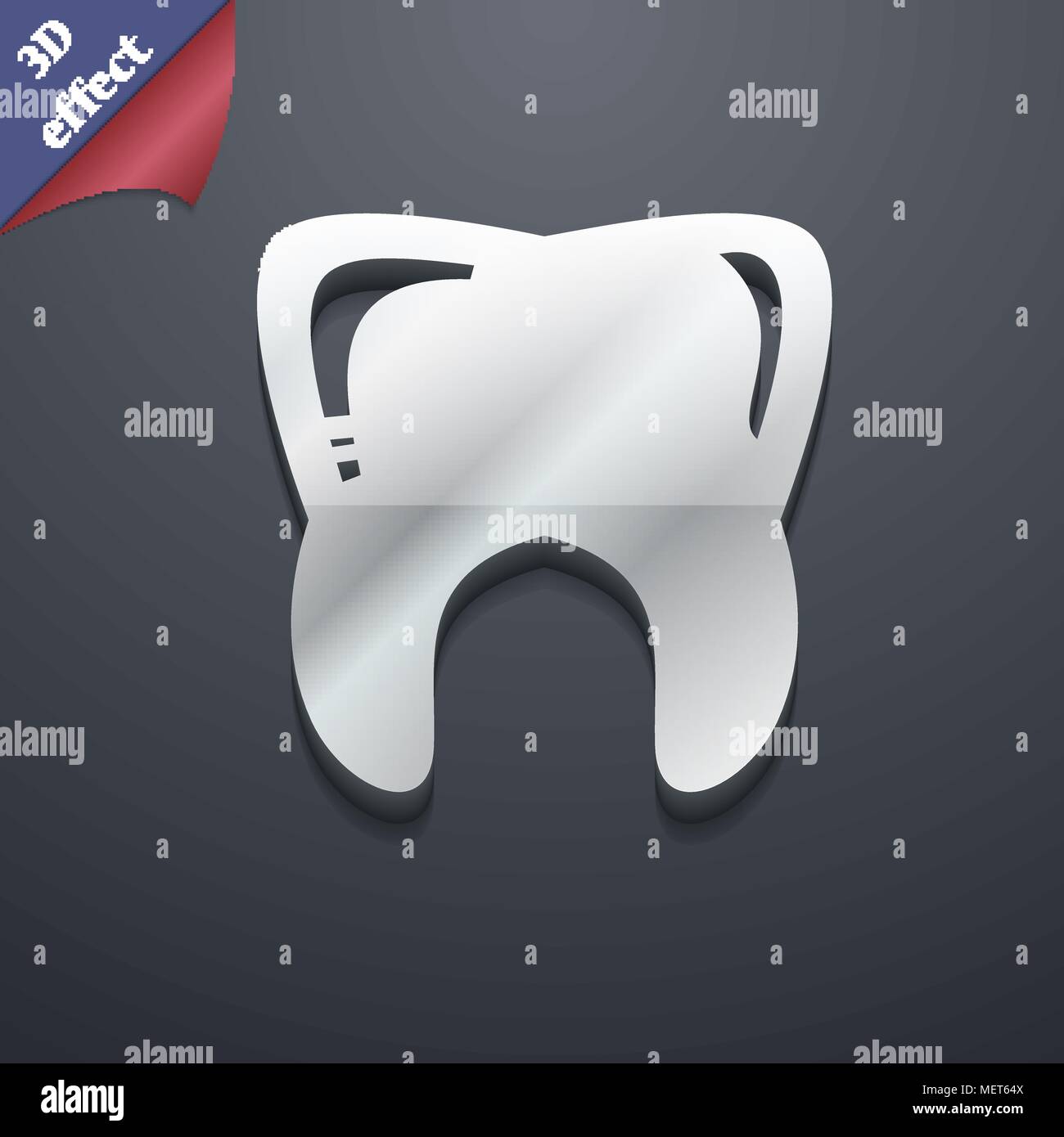 Tooth icon symbol. 3D style. Trendy, modern design with space for your ...