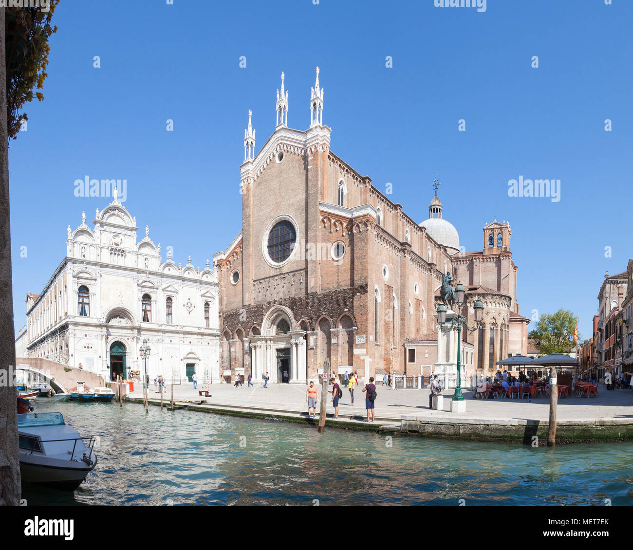 Basilica dei Santi Giovanni e Paolo, Campo Santi Giovanni e Paolo, Castello, Venice, Italy. Stitched panorama Stock Photo