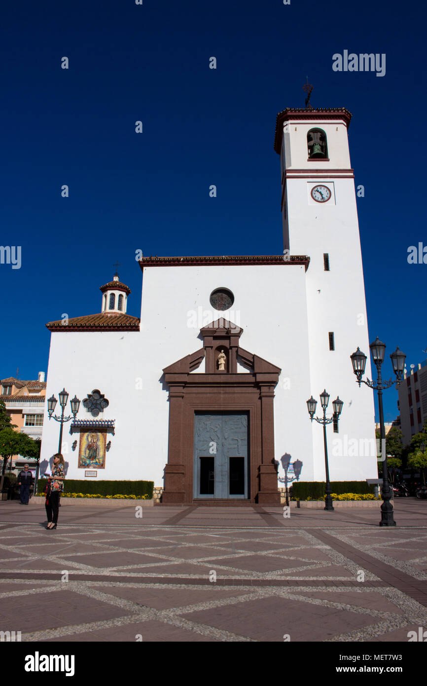 Church. Church in Fuengirola ¨Parroquia de nuestra señora del rosario¨. Fuengirola, Malaga, Andalusia, Spain. Picture taken – 19 april 2018. Stock Photo