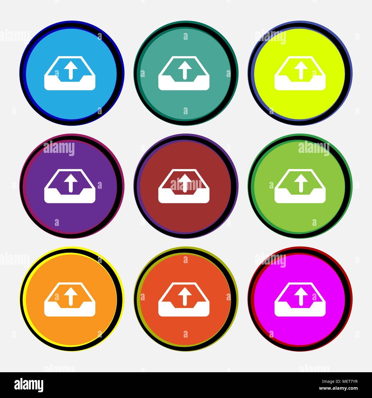 Backup icon sign. Nine multi colored round buttons. Vector illustration Stock Vector