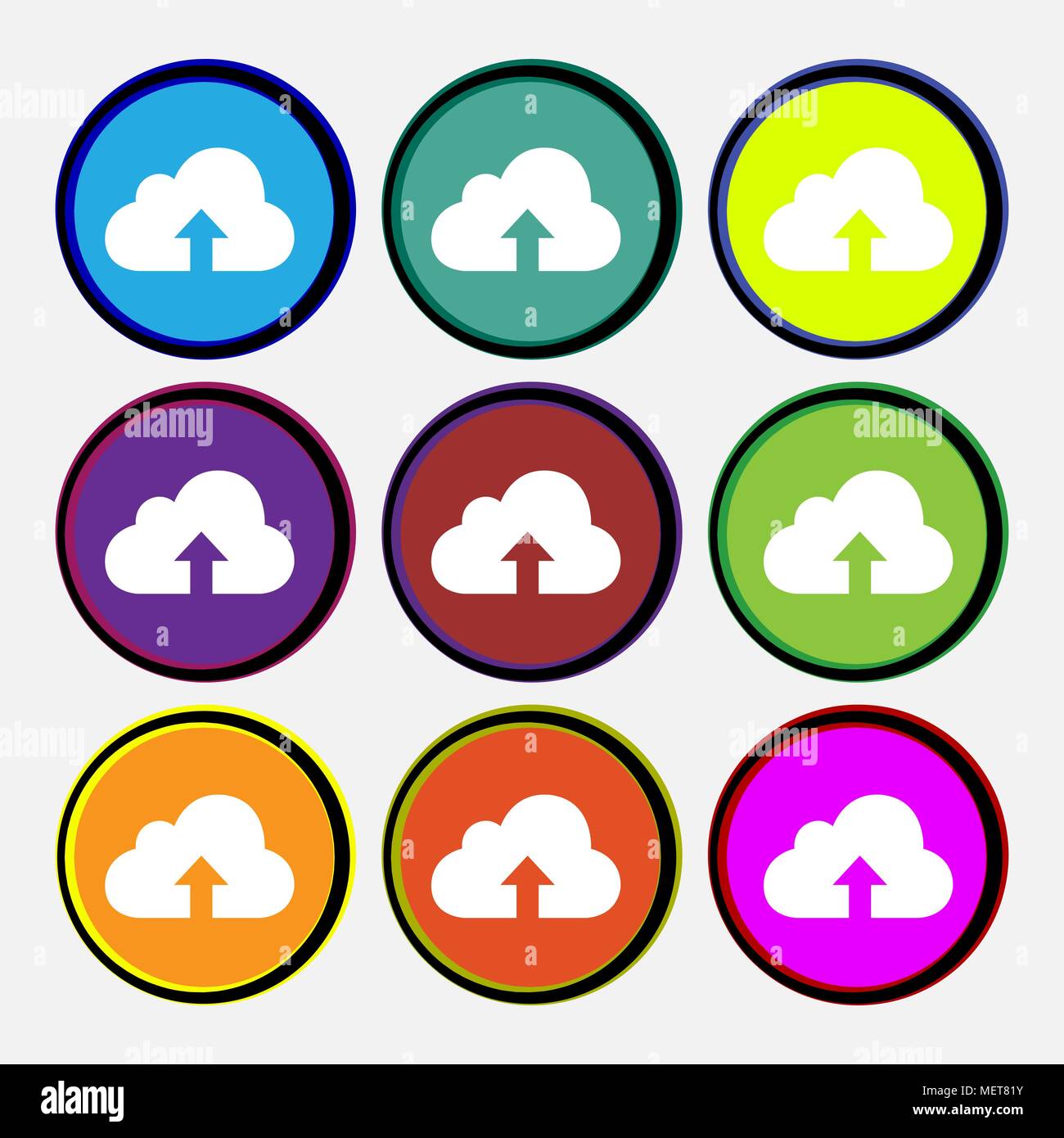 Backup icon sign. Nine multi colored round buttons. Vector illustration Stock Vector