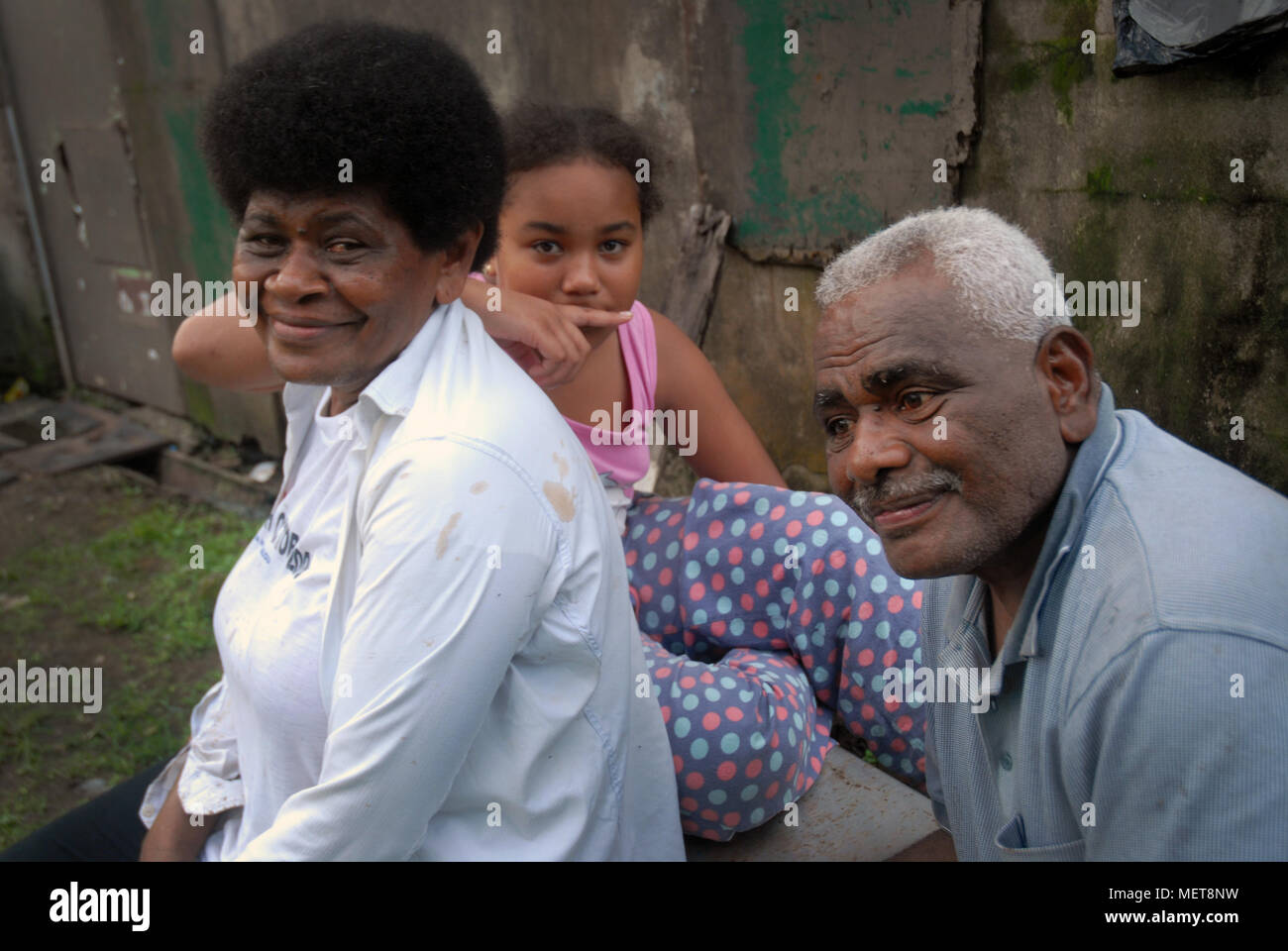Grandparents with their granddaughter, Suva, Fiji Stock Photo