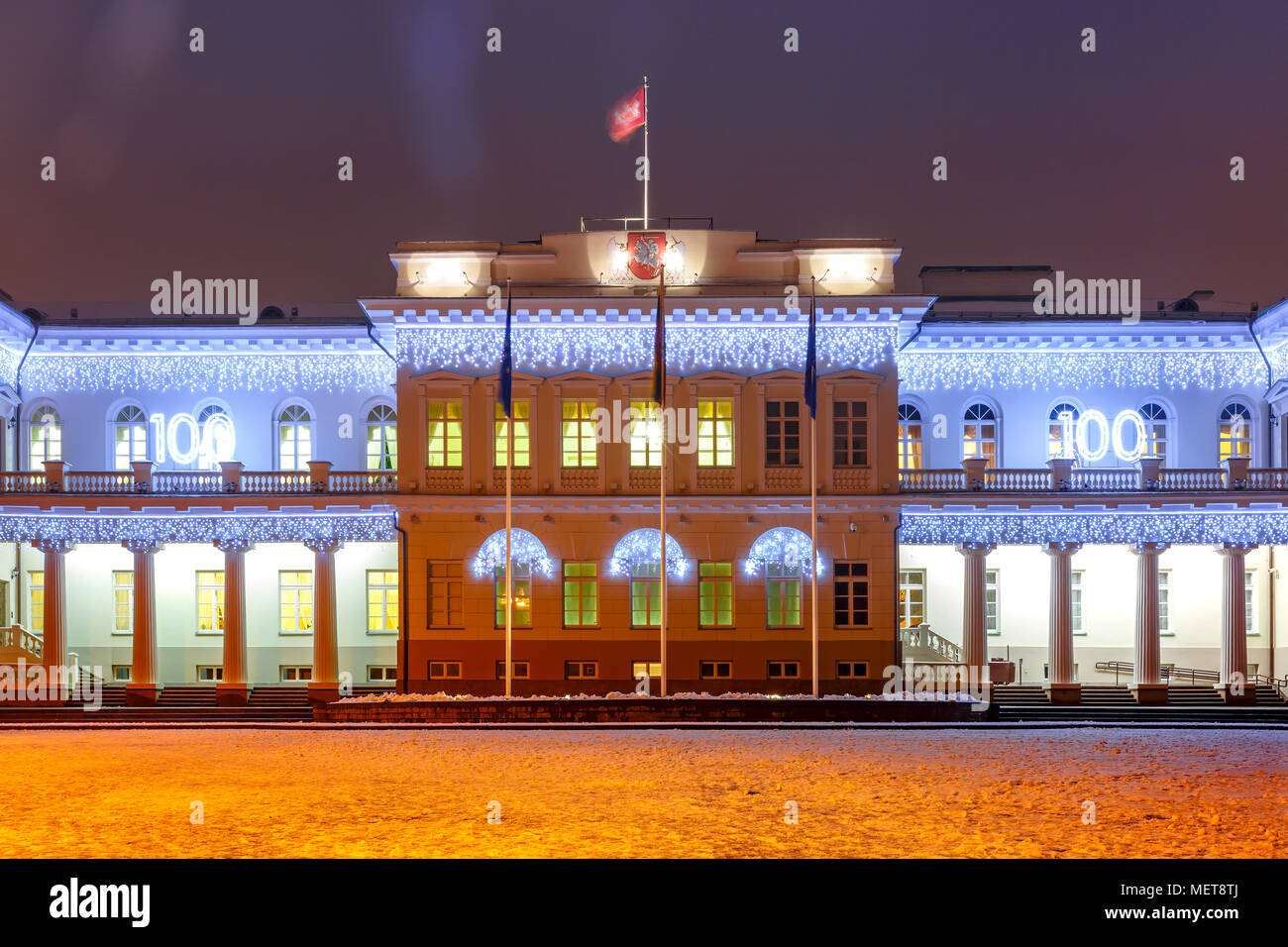 Presidential Palace at night, Vilnius, Lithuania Stock Photo