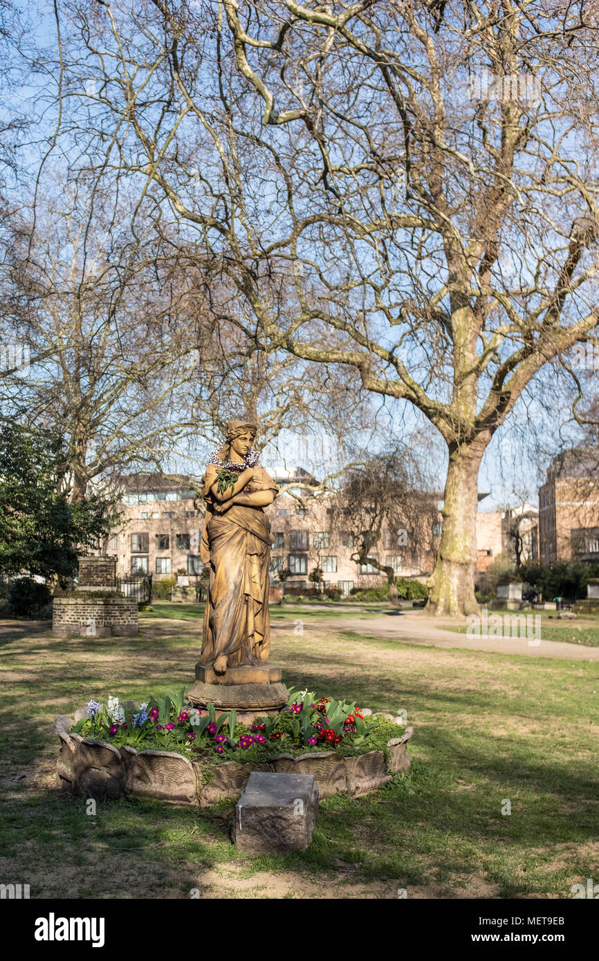 Statue of Euterpe, St George's Gardens, Bloomsbury, London, UK Stock Photo