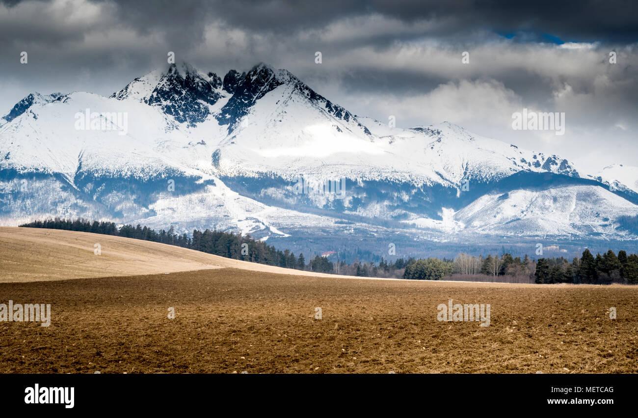 Lomnicky stit hill in Tatra mountains winter landscape Stock Photo