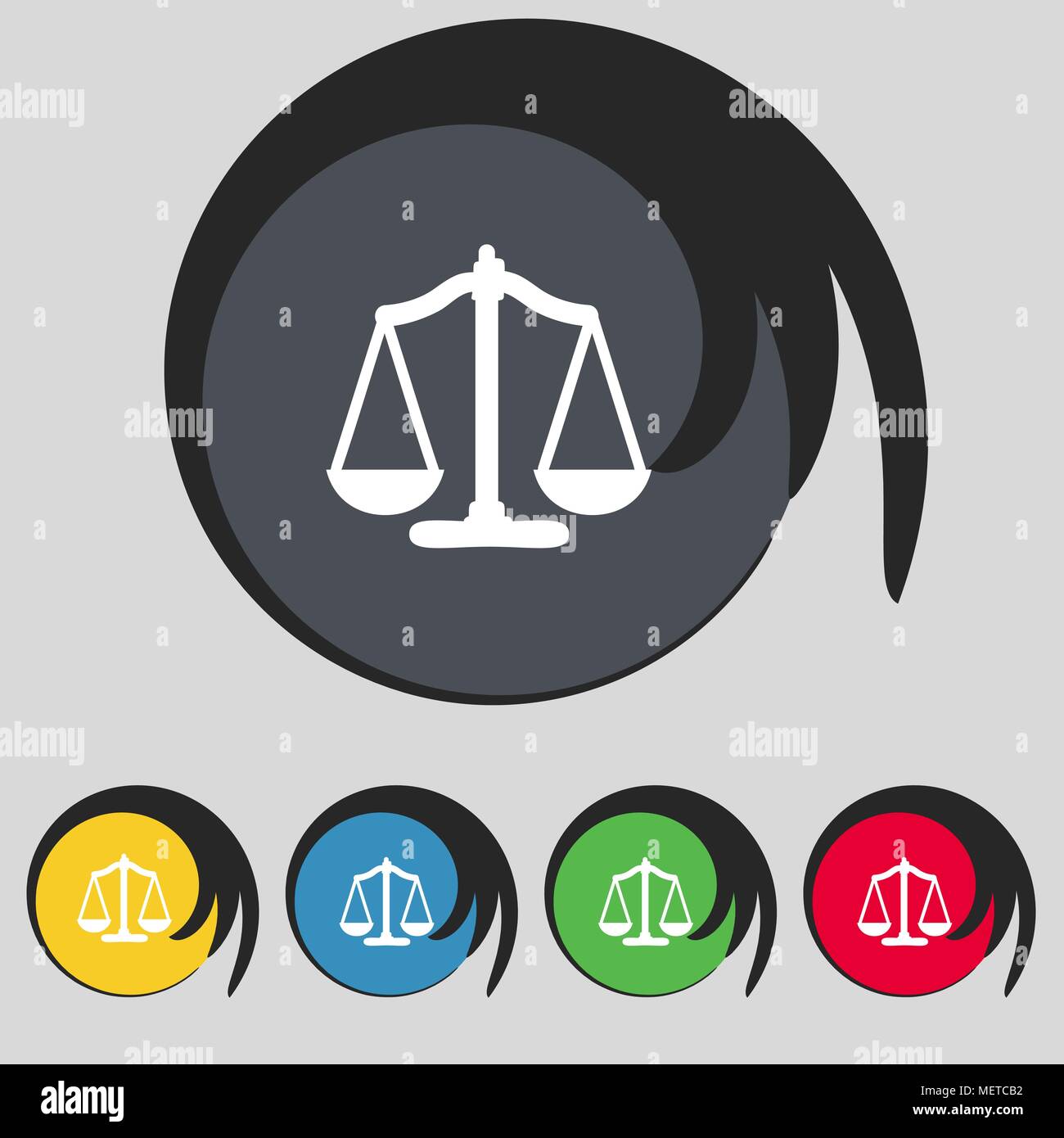 Scales of Justice sign icon. Court law symbol. Set colourful buttons ...