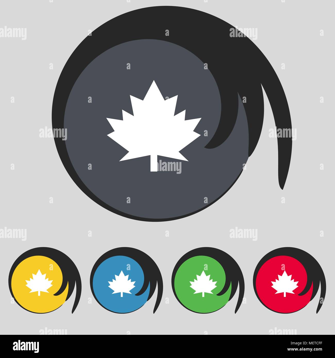 Maple leaf icon. Set colourful buttons. Vector illustration Stock ...