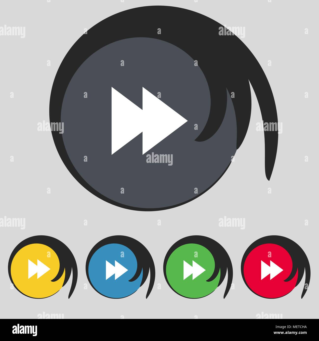 multimedia sign icon. Player navigation symbol. Set colour buttons ...