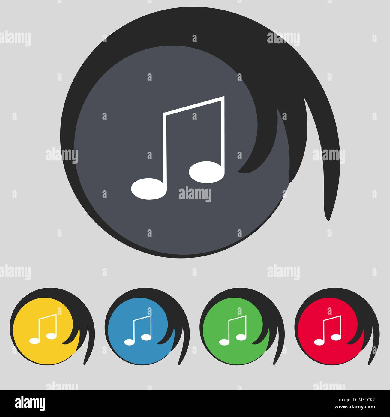 Music note sign icon. Musical symbol. Set colourful buttons. Vector ...