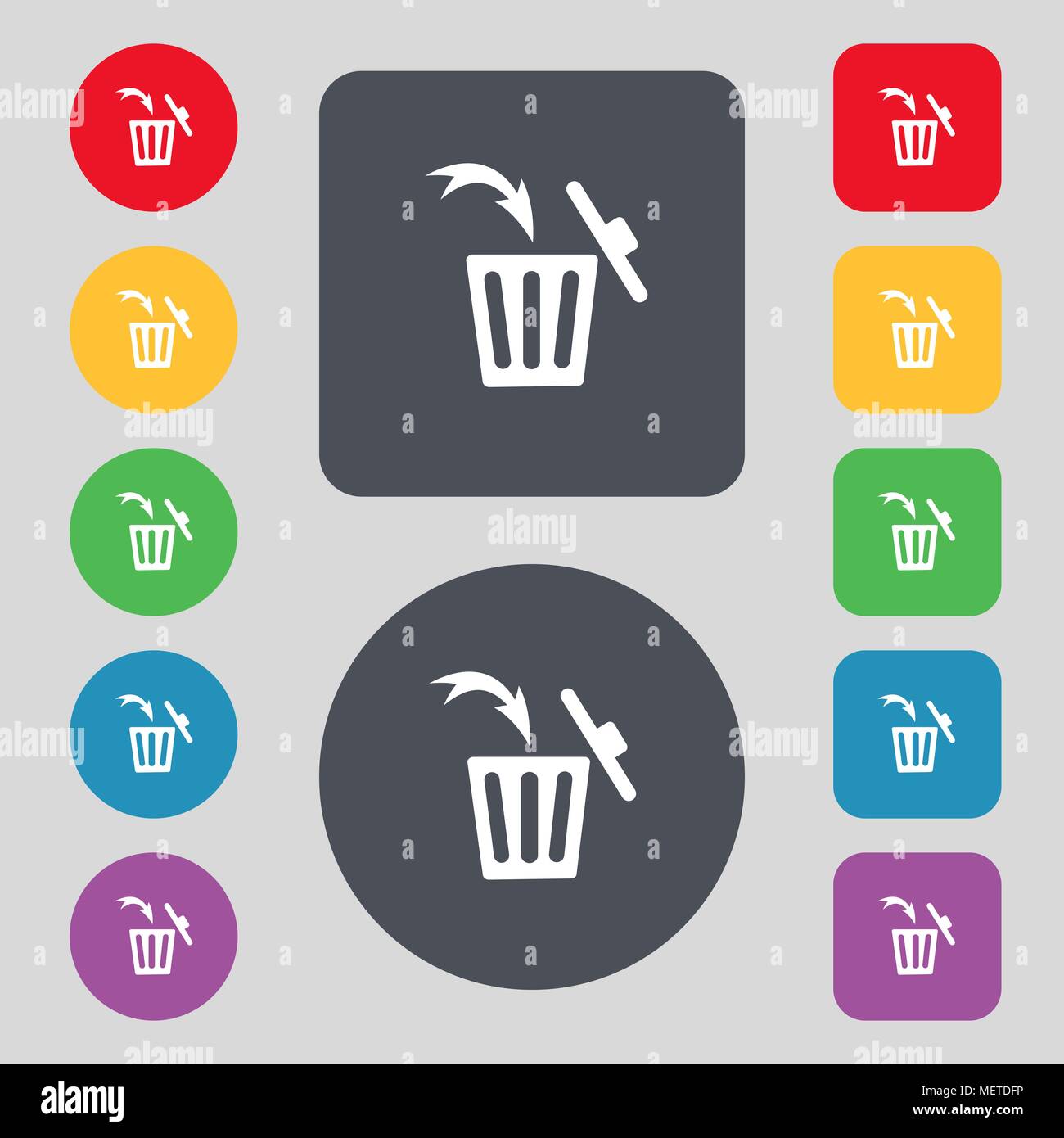 Recycle bin sign icon. Bins symbol. Set colourful buttons. Vector