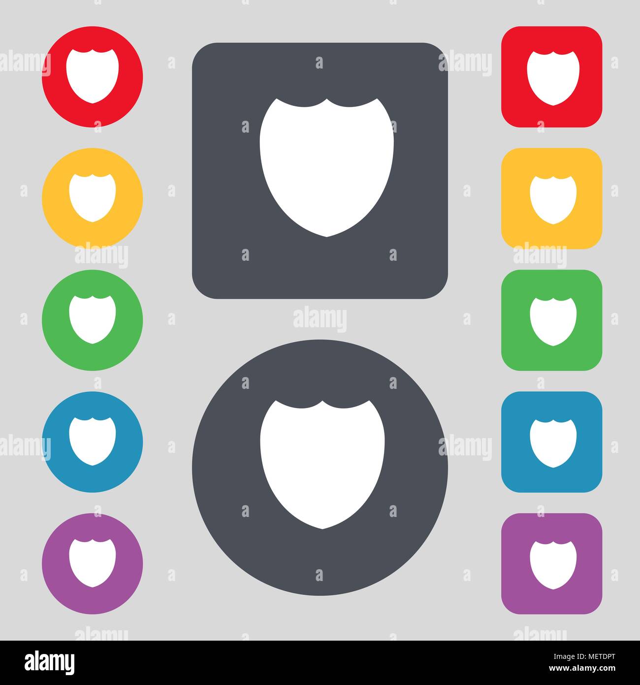 Shield sign icon. Protection symbol. Set colour buttons. Vector ...