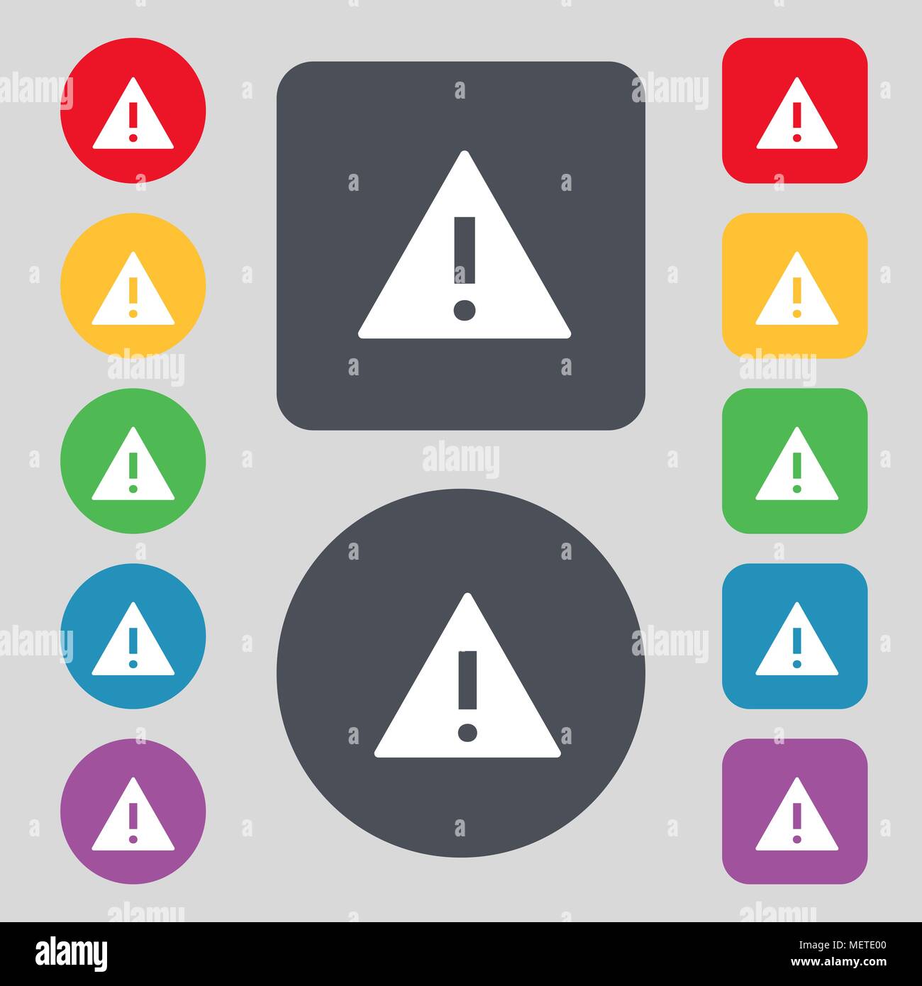 Attention sign icon. Exclamation mark. Hazard warning symbol. Set