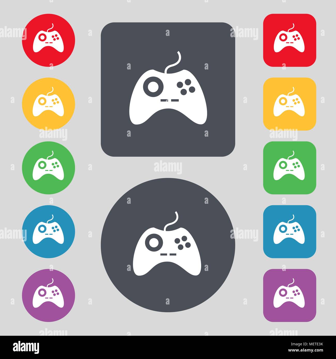 Joystick sign icon. Video game symbol. Set colourful buttons. Vector ...