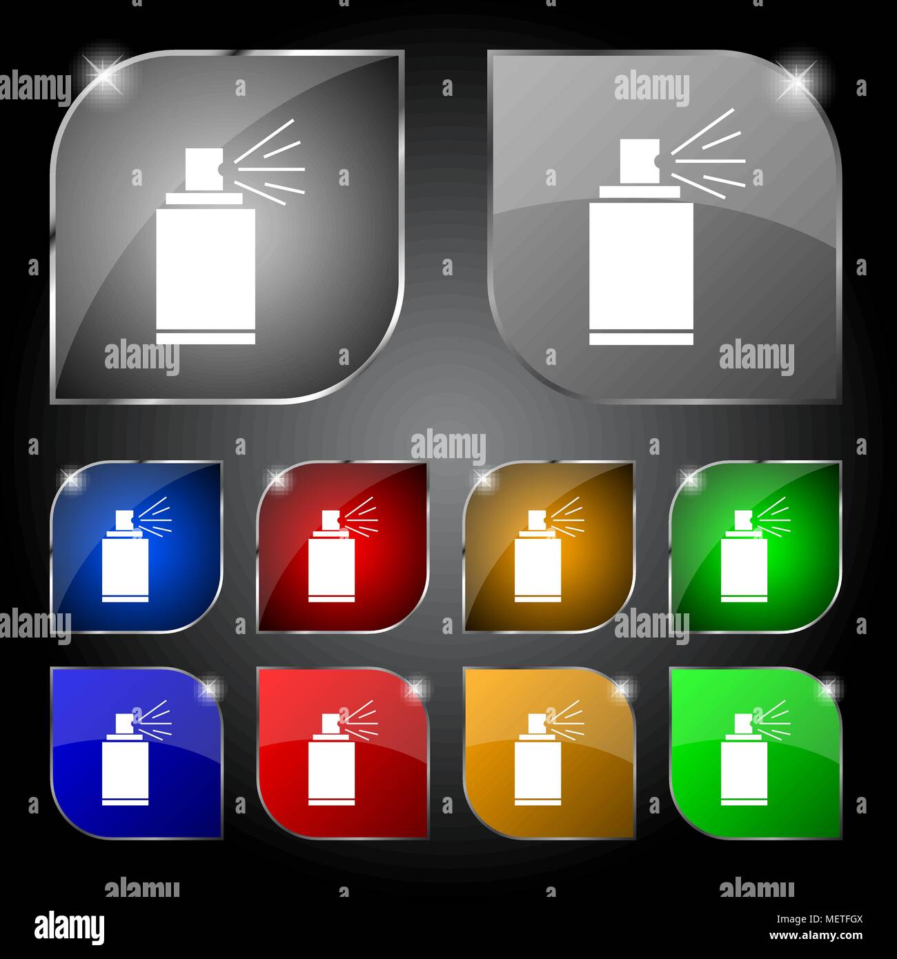 Graffiti spray can sign icon. Aerosol paint symbol. Set of colored