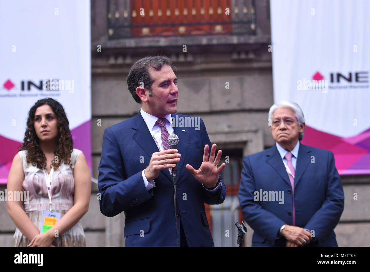 Director of Electoral National Institute (INE) Lorenzo Cordova Vianello attends the  First Debate of candidates for the Mexico's presidential election held  at Palace of Mining. Stock Photo