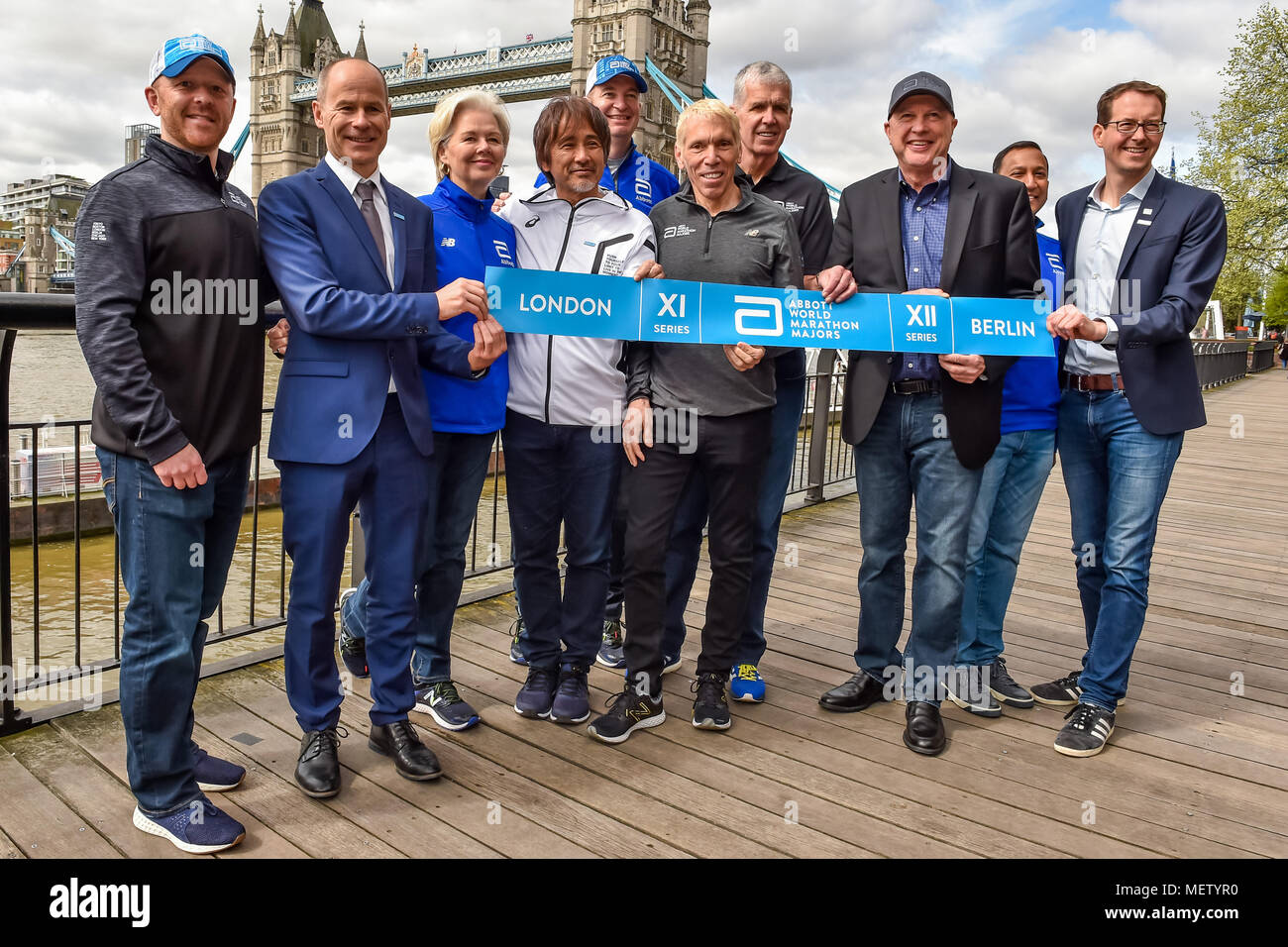 London, UK. 23rd April, 2018. the VMLM officials at Winners presentation after the 2018 Virgin Money London Marathon on Monday, 23 April 2018. London, England. Credit: Taka Wu/Alamy Live News Stock Photo